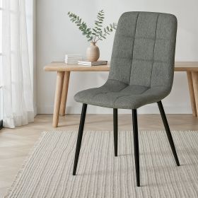 Dining Set (3-piece): Oak dining table (approx. 80x80 cm) with 2 gray upholstered chairs and black metal legs