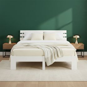 Wood Bed 180x200 cm White | Double Bed | with Spring Mattress | Solid | Youth Guest Bedroom