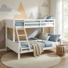 Children´s Bed Bunk Bed 90x200 and 140x200 High Sleeper Cot White Wood with Slats 2 Matresses