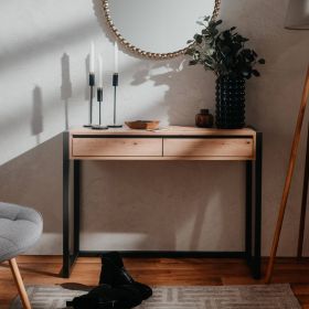 Console Table with 2 Drawers Hallway Furniture Desk Wood Industrial Style Storage