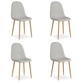 Upholstered Chair Linen Grey | Set of 4 | rounded Backrest | without Armrests | Kitchen Dining Room Office