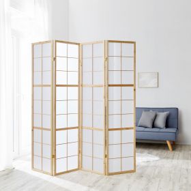 Paravent Natural Shoji Rice Paper White | 4-panel | Wood | Room Divider Partition Privacy Screen