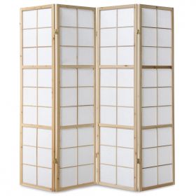 Paravent Natural Shoji Rice Paper White | 4-panel | Wood | Room Divider Partition Privacy Screen