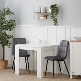 Dining set | 2-piece set upholstered chairs grey velvet without armrest | dining table white 80 x 80 cm