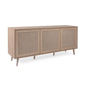 Sideboard Cabinet Cupboard Storage Solide Wood Rafia Brown