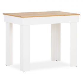 Modern Dining Table White Wood Oak 90x60 cm with 2 Grey Velvet Chairs Dining Room Table Wooden Table