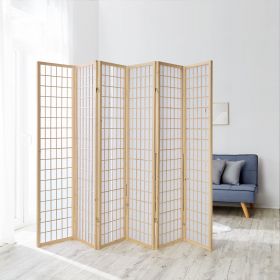 Paravent Natural Shoji Rice Paper White | 6-panel | Wood | Room Divider Partition Privacy Screen