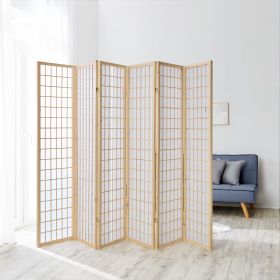Paravent Natural Shoji Rice Paper White | 6-panel | Wood | Room Divider Partition Privacy Screen