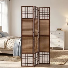 Paravent Room Divider 3 4 Parts Wood Partition Privacy Screen Brown