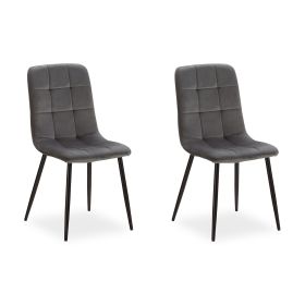 Upholstered Chair Velvet Grey | Set of 2 | without Armrests | Kitchen Dining Room Office