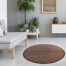 Bamboo carpet Rug 200 cm round in dark brown