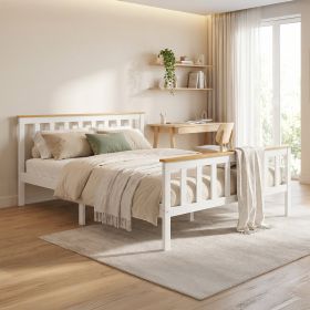 Wooden Bed 140x200 cm Natural White | Double Bed | With Slatted Base | Scandinavian Style | Children's, Teen, or Guest Bedroom