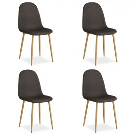 Upholstered Chair Linen Anthracite | Set of 4 | rounded Backrest | without Armrests | Kitchen Dining Room Office