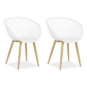 Set of 2 Garden chair with armrests Camping chairs White Garden armchairs Outdoor chairs Plastic Egg chair Indoor chairs Kitchen chairs