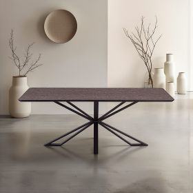 Modern Dining Table Kitchen Table 200x100 cm Brown Black Table 8 Seater Industrial Look