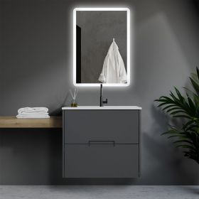 Bathroom cabinet 60 cm Wood Grey Storage Vanity unit Bathroom furniture Sink unit Washroom wall cabinet Bathroom mirror