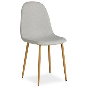 Upholstered Chair Linen Grey | Set of 6 | rounded Backrest | without Armrests | Kitchen Dining Room Office
