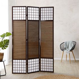 Paravent Brown Bamboo Shoji Rice Paper White Height 200 cm | 3-panel | Wood | Room Divider Partition Privacy Screen