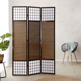 Paravent Brown Bamboo Shoji Rice Paper White Height 200 cm | 3-panel | Wood | Room Divider Partition Privacy Screen
