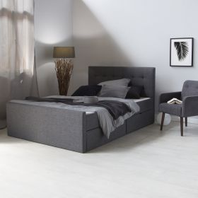 Upholstered bed 140x200 cm grey anthracite | with slatted frame | with 2 bed drawers | double fabric bed frame