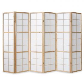 Paravent Natural Shoji Rice Paper White | 6-panel | Wood | Room Divider Partition Privacy Screen