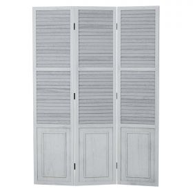 Paravent Gray Wooden Slats | 3-panel | Wood | Room Divider Partition Privacy Screen
