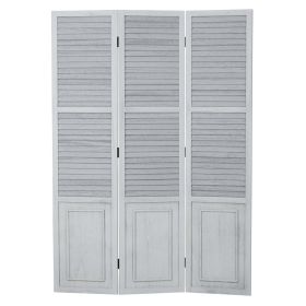 Paravent Gray Wooden Slats | 3-panel | Wood | Room Divider Partition Privacy Screen