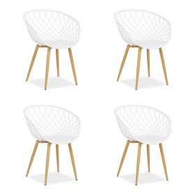 Set of 4 Garden chair with armrests Camping chairs White Garden armchairs Outdoor chairs Plastic Egg chair Indoor chairs Kitchen chairs