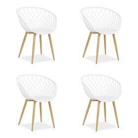 Set of 4 Garden chair with armrests Camping chairs White Garden armchairs Outdoor chairs Plastic Egg chair Indoor chairs Kitchen chairs