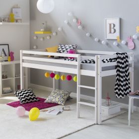 Loft Bed Kids 90x200 cm White Basic | without Slatted Frame