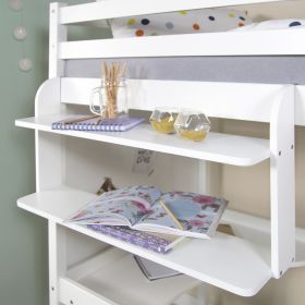 Hanging Shelf Bunk Bed Bookshelf Suspended Rack White Wood 2 Shelves