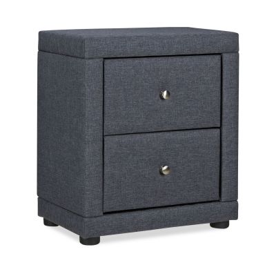 Bedside table Nightstand bedroom 2 Chest drawers Side table Grey fabric