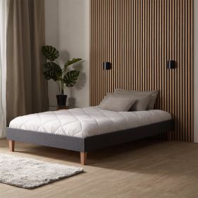 Upholstered Bed with Mattress 120x200 Slatted Frame Double Bed Fabric Bedstead Bed Grey