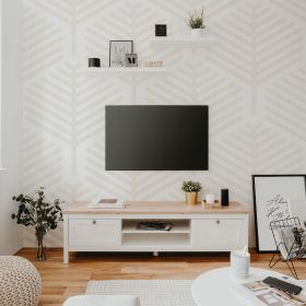 TV Board Wood TV Cabinet Lowboard TV Bench Sideboard White Natural