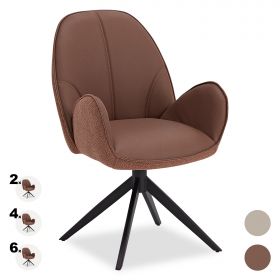 Esszimmerstühle Drehbar 1, 2, 4 oder 6 Stühle für den Esstisch Küchenstühle mit Armlehne Bouclé Leder Braun Beige Sessel