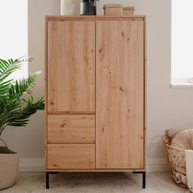 Highboard Sideboard Wood Oak Storage 2 Drawers Cabinet Buffet Credenza Living Room Cupboard