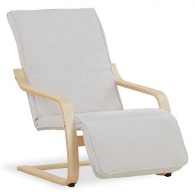 Relaxsessel Corduroy Grey | with Footrest | Natural Wood | Glider Rocking Chair Nursing Chair Recliner