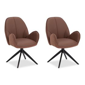 Dining Chair Set of 2 Modern Egg Chairs Bouclé Leather Brown Armchairs Dining Room Chairs Upholstered Chairs Eames Chairs