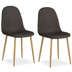 Upholstered Chair Linen Anthracite | Set of 2 | rounded Backrest | without Armrests | Kitchen Dining Room Office