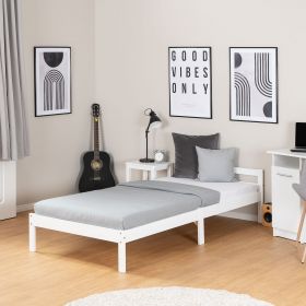 Wood Bed 90x200 cm White | Single Bed | with Slatted Frame | Kids Youth Guest Bedroom