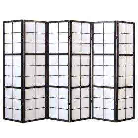 Paravent Black Shoji Rice Paper White | 6-panel | Wood | Room Divider Partition Privacy Screen