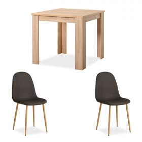 Modern Dining Table 80x80 cm with 2 Chairs Anthracite Dining Room Table Wooden Table Oak