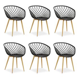 Set of 6 Garden chair with armrests Camping chairs Black Garden armchairs Outdoor chairs Plastic Egg chair Indoor chairs Kitchen chairs