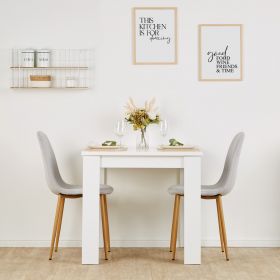 Modern Dining Table White 80x80 cm with 2 Chairs Grey Dining Room Table Wooden Table