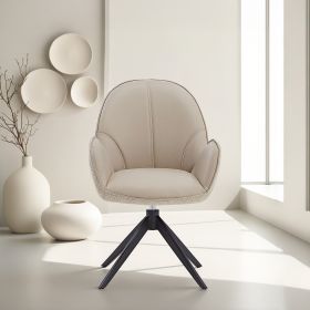 Dining Chair Set of 6 Modern Egg Chairs Bouclé Leather Beige Armchairs Dining Room Chairs Upholstered Chairs Eames Chairs