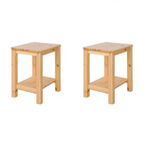 Wooden Stool Set of 2 Seat Stool Pine Wood Solid Table Stool Wardrobe Dining Room Dressing Room