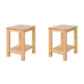 Wooden Stool Set of 2 Seat Stool Pine Wood Solid Table Stool Wardrobe Dining Room Dressing Room