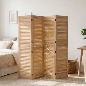 4-Panel "Natur" Folding Screen – Wooden Room Divider & Privacy Screen with Slats