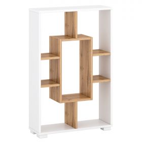 Shelf 4 Versions Floor or Wall Shelf 7 Compartments Bookcase Oak White Wood Solid Modern