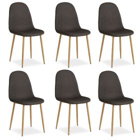Upholstered Chair Linen Anthracite | Set of 6 | rounded Backrest | without Armrests | Kitchen Dining Room Office